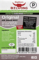 BigHorn Biltong Original Paleo 500g