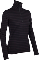 Icebreaker Womens Tech Top Long Sleeve Half Zip Cognac Stripe