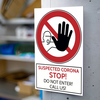 Aluminium Prohibition Sign Suspected Corona Do Not Enter (200x300mm)