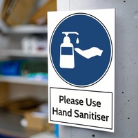 Aluminium Warning Sign Please Use Hand Sanitiser (200x300mm)