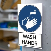 Aluminium Warning Sign Wash Hands (200x300mm)