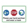 Aluminum Safety Sign Please use hand sanitiser and wear a mask (300x200mm)