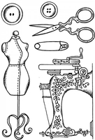 Art Stamps Vintage Sewing Clear Stamp