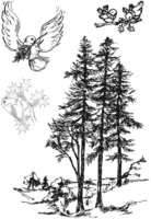 Art Stamps Winter Birds and Tall Trees Clear Stamp