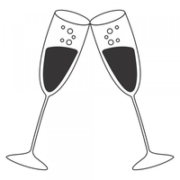 Bullet Journal Stamp - Champagne Flutes,  Customise and order stamps online