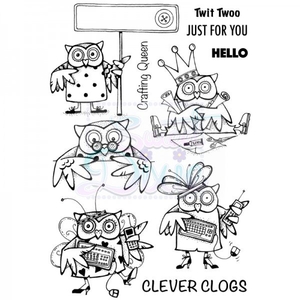 Cathie Shuttlworth Designs Clever Clogs Owls Clear Stamp A6