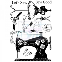 Cathie Shuttlworth Designs Let&aposs Sew Clear Stamp A6