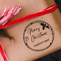 Custom Eco Gift Tag Stamp - Christmas Holly Wreath Design,  Customise and order stamps online