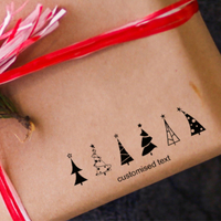 Custom Eco Gift Tag Stamp - Christmas Tree Forest Design 68x23mm,  Customise and order stamps online