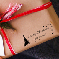 Custom Eco Gift Tag Stamp - Merry Christmas Tree Design 68x23mm,  Customise and order stamps online