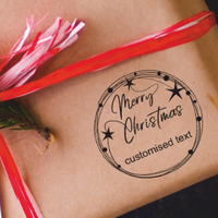 Custom Eco Gift Tag Stamp - Merry Christmas Wreath,  Customise and order stamps online