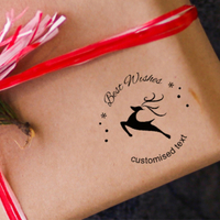 Custom Eco Gift Tag Stamp - Snowflake Stag Design,  Customise and order stamps online