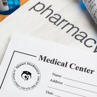 Custom Pharmacy Stamp Name and Address Logo Stamp 41mm Dia - 8 Lines,  Customise and order stamps online
