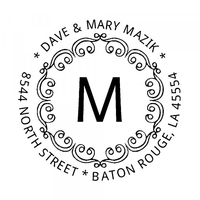 Fancy Inside Border Round Monogram Stamp,  Customise and order stamps online