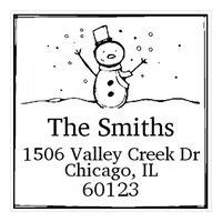 Happy Snowman Square Monogram Stamp,  Customise and order stamps online