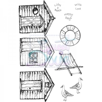 Kath Halstead Designs Beach Huts Clear Stamp size A6