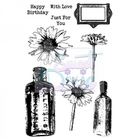 Kath Halstead Designs Daisy and Bottles Clear Stamp size A6
