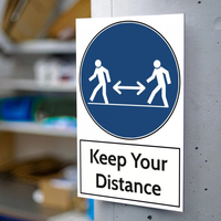 Keep Your Distance Aluminium Warning Sign (1m + 2m) (200x300mm)