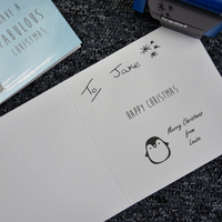 Kids Christmas Stamp - Penguin - 47 x 18mm,  Customise and order stamps online