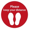 Please Keep Your Distance Social Distance Floor Marker Red Circle (1m+2m) (40...