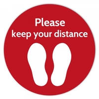Please Keep Your Distance Social Distance Floor Marker Red Circle (1m+2m) (40...