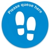 Social Distance Floor Marker Blue Circle Queue Here (400x400mm)