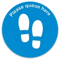 Social Distance Floor Marker Blue Circle Queue Here (400x400mm)
