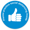 Social Distance Floor Marker Blue Circle Thumbs Up (400x400mm)