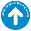 Social Distance Floor Marker Blue Circle With Arrow (400x400mm)