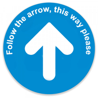 Social Distance Floor Marker Blue Circle With Arrow (400x400mm)