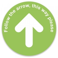 Social Distance Floor Marker Green Circle With Arrow (400x400mm)