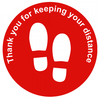 Social Distance Floor Marker Red Circle Thank You (400x400mm)