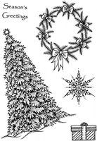 Sue Dix Christmas Tree and Wreath Clear Stamp