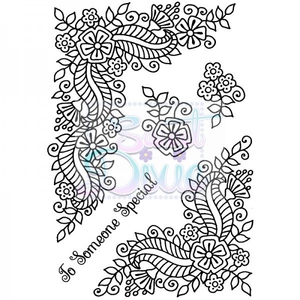 Sue Dix Designs Fantasy Floral Corners Clear Stamp size A6