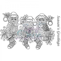 Sue Dix Designs Festive Owls on a Branch Clear Stamp A6