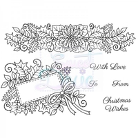 Sue Dix Designs Floral Christmas Border and Tag Clear Stamp A6