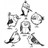Tim Holtz ideaology Cling Mounted Stamp Bird Crazy