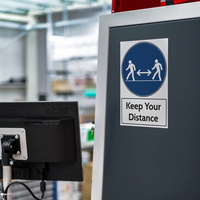 Warning Sticker Keep your Distance (1m+ 2m) 3 pack (200x300 mm)