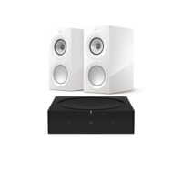 Sonos Wireless Amplifier with KEF R3 Meta Bookshelf speakers white