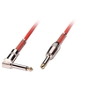 0.5m Guitar Lead - 1/4" Straight Jack to 1/4" Right Angled Jack,  Red