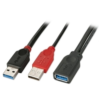 0.5m USB 3.0 Dual Power Cable,  2 x Type A to Type A Female
