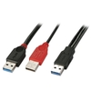 0.5m USB 3.0 Dual Power Cable,  2 x Type A to Type A Male