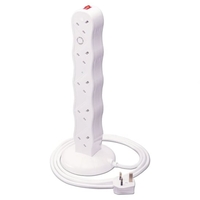 10 Way UK Mains Vertical Surge Protector Power Strip,  White,  2m