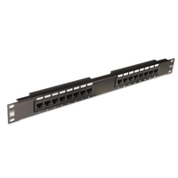 19" CAT5e 1U 16 Port RJ-45 Patch Panel,  Unshielded,  Black