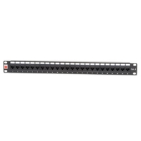 19" CAT6 1U 24 Port RJ-45 Patch Panel,  Unshielded,  Black