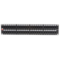 19" CAT6 2U 48 Port RJ-45 Patch Panel,  Unshielded,  Black