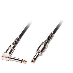 1m Guitar Lead - 1/4" Straight Jack to 1/4" Right Angled Jack,  Black