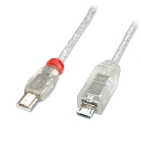 1m USB OTG Cable - Transparent,  Type Mini A to Micro B