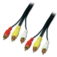 2m AV Cable - 3 x Phono Male to 3 x Phono Male,  Premium