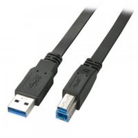 2m Flat USB 3.0 Cable - Type A to B,  Black